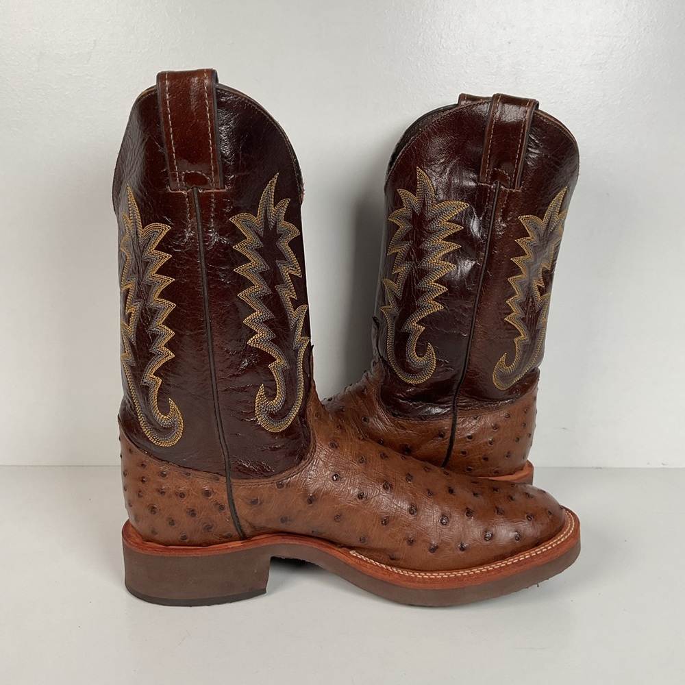 Justin Full Quill Ostrich Quill Roper Boots | Tekno Crepe | USA Made | Men’s 8 D - Picture 14 of 16